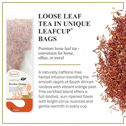 Ronnefeldt LeafCup Rooibos Orange Chai – Naturally Caffeine-Free Red Herbal Tea with Natural Orange Flavoring – 15 Individually Wrapped Loose Leaf Tea Bags – Packed in Germany