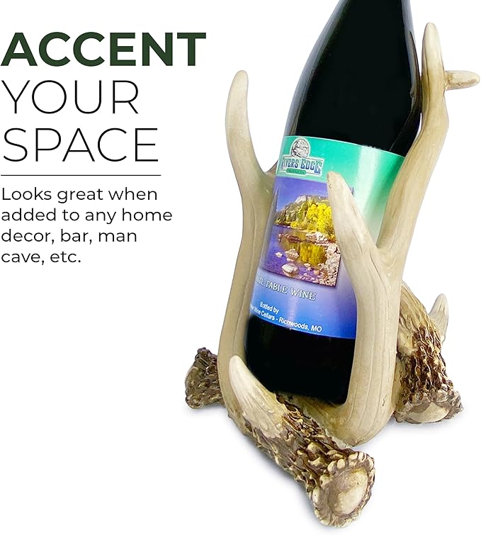 Rivers Edge Products 750ml Wine Bottle Holder - Hand-Painted Poly Resin Animal Kitchen Decor - Unique, Rustic Home Decor for Countertop and Bar - Wine Accessories for Wine Lovers