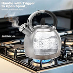 Load image into Gallery viewer, Stainless Steel Whistling stovetop Kettle,Whistling Tea Kettle,Vintage-StyleTeapot for Stove,Durable and Rust-Resistant,With a Pot Holder Included,2.64 Quart(Brushed Style)
