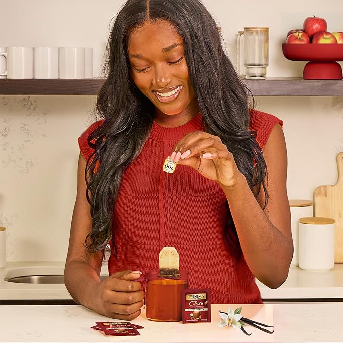 Twinings French Vanilla Chai Black Tea Individually Wrapped Bags, 20 Count (Pack of 1), Warm, Sweet & Spicy, Caffeinated, Enjoy Hot or Iced, 20 Teabags