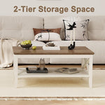 Load image into Gallery viewer, ChooChoo Farmhouse Coffee Table, Wooden Coffee Tables with Thicker Legs, White Coffee Table with Storage for Living Room