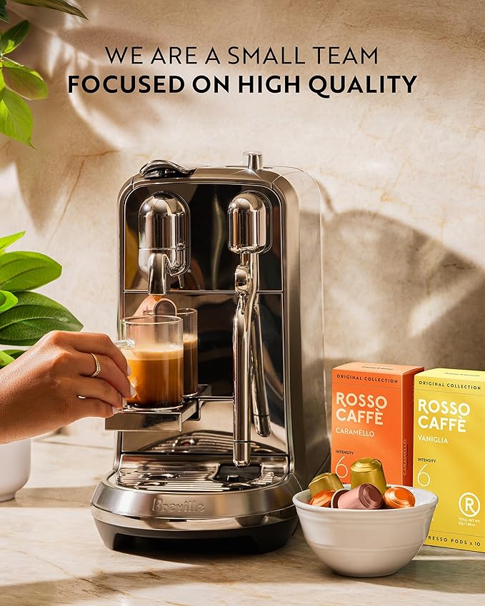 ROSSO CAFFÈ 60 Espresso Coffee Pods for Nespresso Original Machines - Pack of Premium Capsules, 4 Rich and Balanced Flavors (Chocolate, Vanilla, Crème Caramel, Hazelnut)