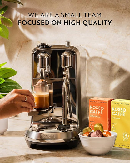 ROSSO CAFFÈ 60 Espresso Coffee Pods for Nespresso Original Machines - Pack of Premium Capsules, 4 Rich and Balanced Flavors (Chocolate, Vanilla, Crème Caramel, Hazelnut)
