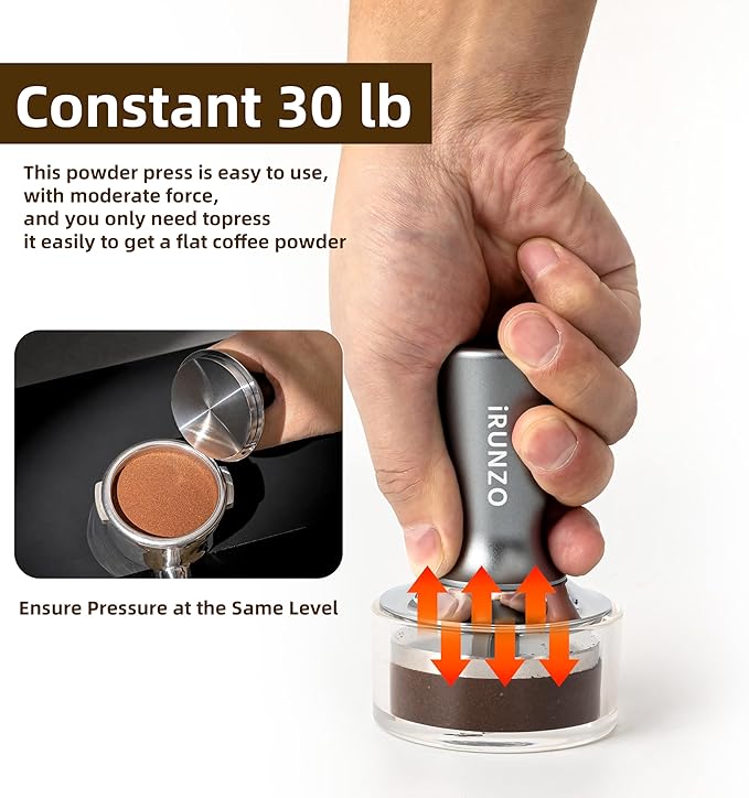 53mm Coffee Espresso Tamper，Premium Barista Coffee Press with Calibrated Spring Loaded WDT Tool，100% Stainless Steel Flat Base Tamper for Espresso Coffee Machine Fits