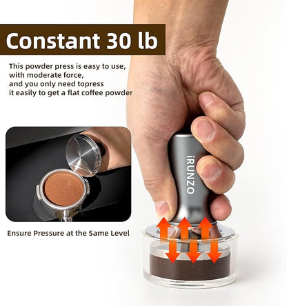 53mm Coffee Espresso Tamper，Premium Barista Coffee Press with Calibrated Spring Loaded WDT Tool，100% Stainless Steel Flat Base Tamper for Espresso Coffee Machine Fits
