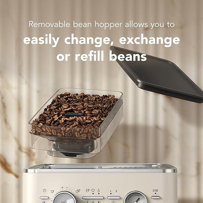 KitchenAid Semi Automatic Espresso Machine with Burr Grinder, 2.5L, KES6551PL, Porcelain White