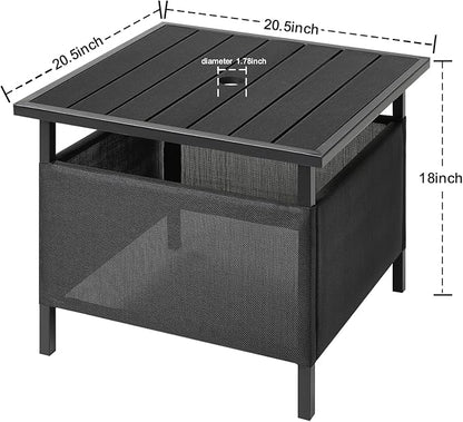 LZRS Adirondack Square Outdoor Side Table with Umbrella Hole, Pool Composite Patio Table,HDPE End Tables for Backyard,Pool, Indoor Companion, Easy Maintenance & Weather Resistant(Black)