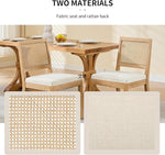 Load image into Gallery viewer, Vintage French Country Dining Chairs Set of 4, Rattan Dining Chairs with a Low Square Back, Beige 4 Dining Chair Set, Sillas para Comedor, Kitchen &amp; Dining Room Chair (Beige, Rattan, 4Pcs)