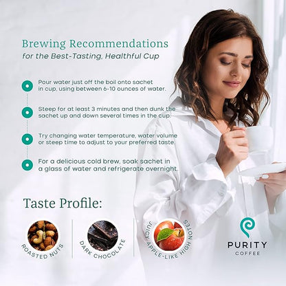 Purity Coffee FLOW Medium Roast Organic Coffee - USDA Certified Organic Specialty Grade Arabica Single-Serve Packets - Third Party Tested for Mold, Mycotoxins and Pesticides - 5 ct Box