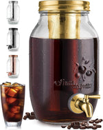 Load image into Gallery viewer, Zulay Kitchen 1.5 Liter Cold Brew Coffee Maker with EXTRA-THICK Glass Carafe &amp; Stainless Steel Mesh Filter - Premium Iced Coffee Maker, Cold Brew Pitcher &amp; Tea Infuser (Gold)