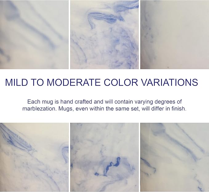 Culver 16-Ounce Palermo Ceramic Mug Set of 4 Marbleized (White and Blue)