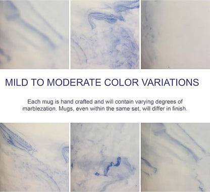 Culver 16-Ounce Palermo Ceramic Mug Set of 4 Marbleized (White and Blue)