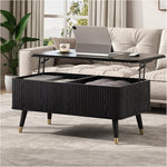 Load image into Gallery viewer, Lift Top Coffee Table, Mid Century Modern Coffee Table with Hidden Compartment, Fluted Lift Tabletop Center Table for Living Room, Home Office, Black