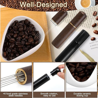 Coffee Bean Dosing Cup and RDT Spray Bottle, Espresso Coffee Stirrer 6 Needles WDT Tool- Coffee Bar Accessories for Coffee Lovers - 3 Pcs