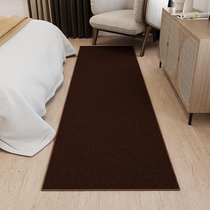 Ottomanson Hallway Runner Rug 2'7" x 9'10" Non Slip Solid Area Rugs Easy to Clean Laundry Rug Runner Durable & Pet Friendly Floor Carpet Runners for Hallways Entryway Living Room Kitchen, Brown