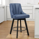 Load image into Gallery viewer, Swivel Bar Stools with Backs, 24" Counter Height Bar Stools, Fabric Upholstered Counter Barstools with Solid Wood Legs for Kitchen Island, Home Bar, Blue