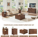 Load image into Gallery viewer, Farmhouse Coffee Table with Large Hidden Storage Compartment, Brown Retro Square Center Table, Wood Rustic Low Modern Living Room Tables with Hinged Lift Brown Top &amp; Wooden Arc Base