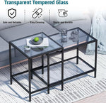 Load image into Gallery viewer, Nesting Coffee Table,Small Glass Coffee Table Set of 2,Black Modern Square Sofa Side Tea Table for Living Room,Bedroom and Small Spaces,2 Tier Tempered Glass with Sturdy Metal Frame, Easy Assembly