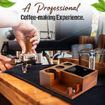 Load image into Gallery viewer, Espresso Knock Box &amp; Tamping Station - Coffee Organizer Box for 58mm Tamper, Distributor, Portafilter Accessories - Includes Cleaning Brush