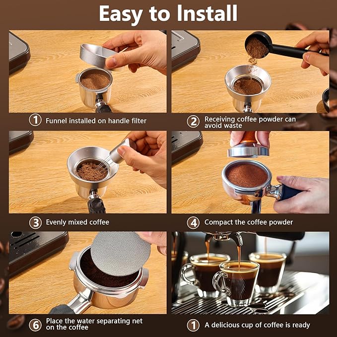 WDT Tool Espresso Distributor Accessory kit &1.7mm Thickness 150μm Mesh Puck Screen & 8 Magnets dosing ring Compatible with Breville Portafilter (WDT +58MM Silver dosing ring&Puck Screen)