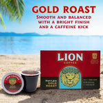 Load image into Gallery viewer, Lion Coffee Gold Roast Coffee Pods - Single-Serve Pods - Smooth Medium Roast - Arabica Coffee - Compatible with Single-Serve Brewing Systems - 12 Count Box