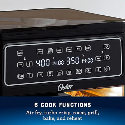 Oster 11-Quart Dual Air Fryer Oven with 2 Cooking Zones, Large Capacity Air Fryer with 6 Cooking Functions & 2 Baskets