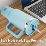 Load image into Gallery viewer, WETOWETO 40oz Tumbler with Handle and Lid | 100% Leakproof Insulated Stainless Steel Travel Mug | Keeps Cold 34Hrs/Hot 10Hrs | Dishwasher Safe, Fits Car Cup Holder (Sky Blue Color)