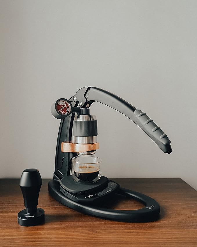 Normcore 45.5mm Spring Loaded Coffee Tamper V4 Fits Flair Pro, Pro 2, 304 Stainless Steel Flat Base, Ergonomic Anodized Aluminum Handle, Black