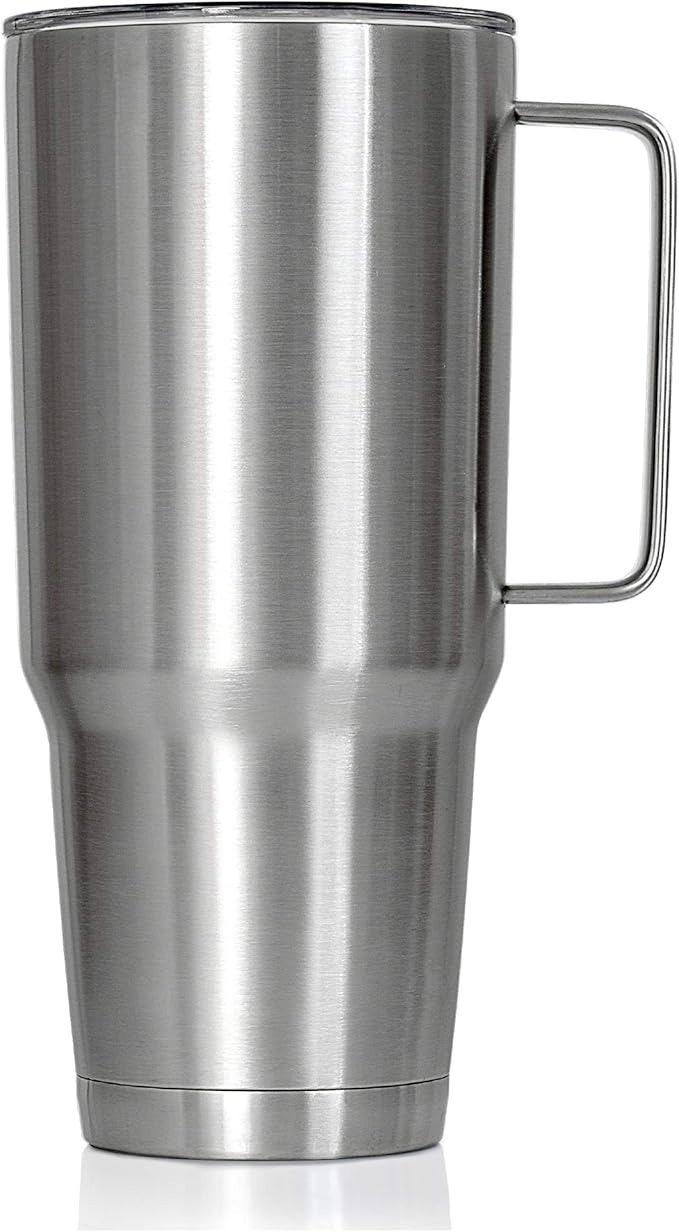 Maxam XPAC 64 Ounce Double Vacuum Wall Stainless Steel Vacuum Insulated Tumbler with Lid and Handle, Fits in a 4 Inch Wide Car Beverage Holder
