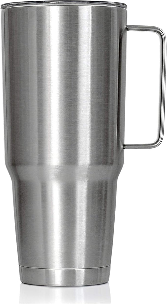 Maxam XPAC 64 Ounce Double Vacuum Wall Stainless Steel Vacuum Insulated Tumbler with Lid and Handle, Fits in a 4 Inch Wide Car Beverage Holder