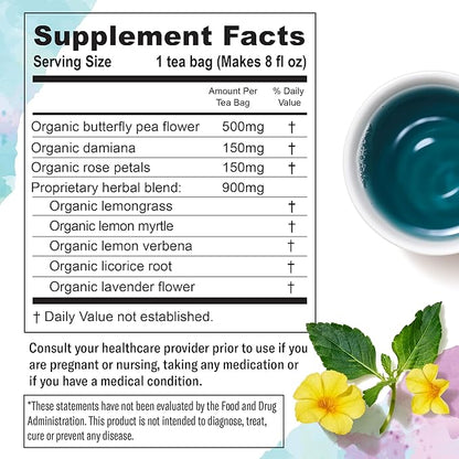 Numi Organic Tea Damiana Relax, 48 Herbal Tea Bags for Calm and Relaxation