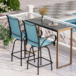 Load image into Gallery viewer, PHI VILLA 3 Piece Outdoor Bar Set, High Top Patio Bistro Table and Bar Chairs with Teal Textilene Fabric &amp; Rustproof Metal Frame for Backyard, Balcony, Garden &amp; Poolside