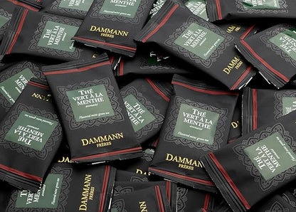 Dammann Freres Satchets, Green Mint Tea Bags, Premium Gourmet French Green Tea, Blend Spearmint, Peppermint Flavors, Individually Wrapped, 24 Count (Single Pack)