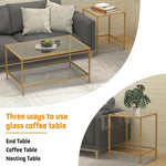 Load image into Gallery viewer, Coffee Table Set of 2,Gold Glass Nesting Coffee Side End Table,Square Modern Center Table for Living Room,Bedroom and Small Spaces,Tempered Glass-top with Sturdy Metal Frame, Easy Assembly