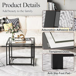 Load image into Gallery viewer, VILAWLENCE Coffee Table Set of 2, Modern Black Glass Side Table, Metal Frame Square End Table, Center Tables, Nesting Coffee Table for Living Room, Bedroom and Small Spaces, 23.6in