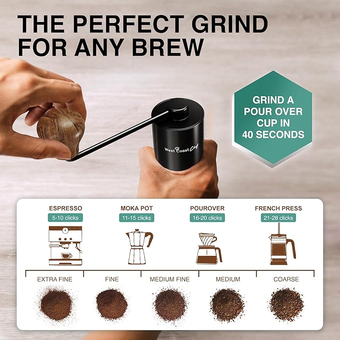 Manual Coffee Grinder - Manual Burr Grinder, Portable Coffee Grinder Manual - Espresso Hand Grinder Coffee - Manual Coffee Bean Grinder - Travel Coffee Grinder Hand Coffee Grinder Burr