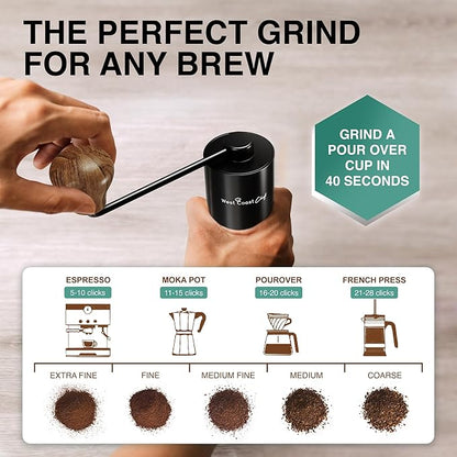 Manual Coffee Grinder - Manual Burr Grinder, Portable Coffee Grinder Manual - Espresso Hand Grinder Coffee - Manual Coffee Bean Grinder - Travel Coffee Grinder Hand Coffee Grinder Burr