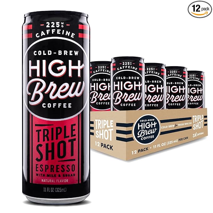 High Brew Coffee, Triple Shot Espresso, Cold Brew Coffee, 11 Fl Oz, Ready-To-Drink (Pack of 12)