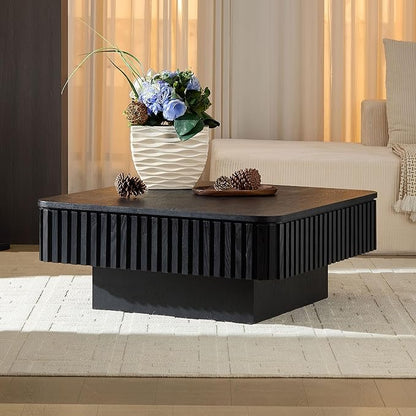 KEVINSPACE Lift Top Coffee Table Square Coffee Tables for Living Room Furniture Small CoffeeTable with Large Hidden Storage Center Table Mid Century ModernTable Rustic Black 35.43" W x14.57-24.5" H