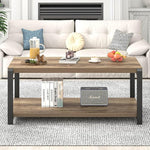 Load image into Gallery viewer, EXCEFUR Modern Coffee Table, Rustic Wood and Metal Center Table for Living Room, Industrial Rectangle Cocktail Tea Table with Storage, Oak