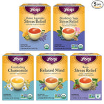 Load image into Gallery viewer, Yogi Tea Stress Relief &amp; Relaxation Variety Sampler - 16 Bags per Pack (5 Packs) - Organic Relaxing Tea Sampler Set - Calming, Comforting Chamomile, Relaxed Mind &amp; More