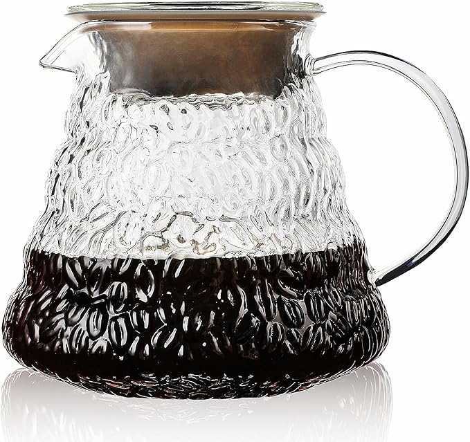 Clear Glass Coffee Server Pot for Drip Coffee Maker, 600ml/20oz Standard Glass Coffee Carafe with Lid, Coffee Pot for Manual Pour Over Coffee Maker