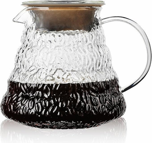 Clear Glass Coffee Server Pot for Drip Coffee Maker, 600ml/20oz Standard Glass Coffee Carafe with Lid, Coffee Pot for Manual Pour Over Coffee Maker