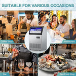 Load image into Gallery viewer, Commercial Ice Maker Machine 260Lbs/24H, 72pcs Ice Cubes Under Counter Ice Machine with Water Line and Filter, Freestanding Ice Maker Machine with 55Lbs Storage ice Bin for Home/Shop/Office/Bar