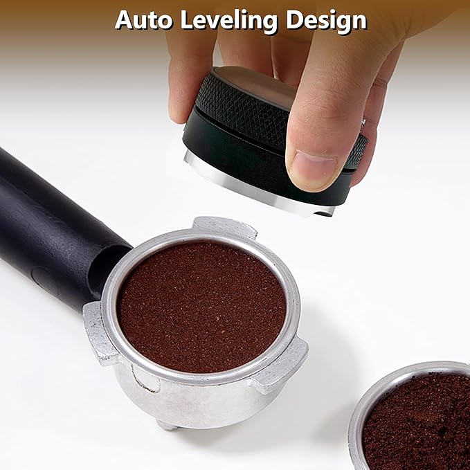 53mm Espresso Distributor with Walnut Wood Top – 58mm Coffee Distribution Tool for Even Tamping – Adjustable Leveling Tool for Portafilters – Barista Espresso Accessories(53mm)