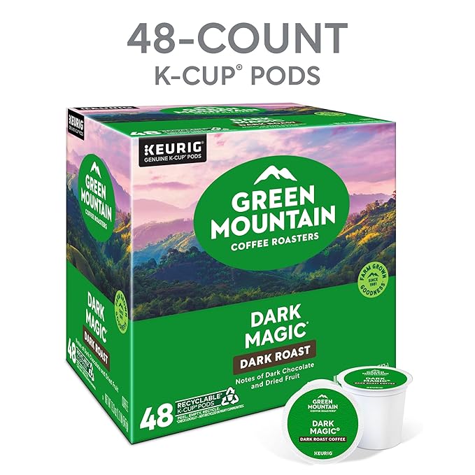 Green Mountain Coffee Roasters Dark Magic, Single-Serve Keurig K-Cup Pods, Dark Roast Coffee Pods, 48 Count (2 Packs of 24)