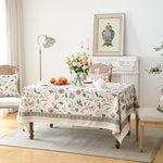 Load image into Gallery viewer, Designer Chinoiserie Linen Floral Small Square Tablecloth,White Wrinkle Resistant Table Cloth,Elegant Decor Tablecloths for Dining Thanksgiving Kitchen Party Christmas,55"*55"-Daffy