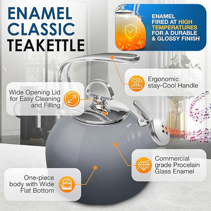 Chantal Enamel On Steel Classic Teakettle (Fade Grey)