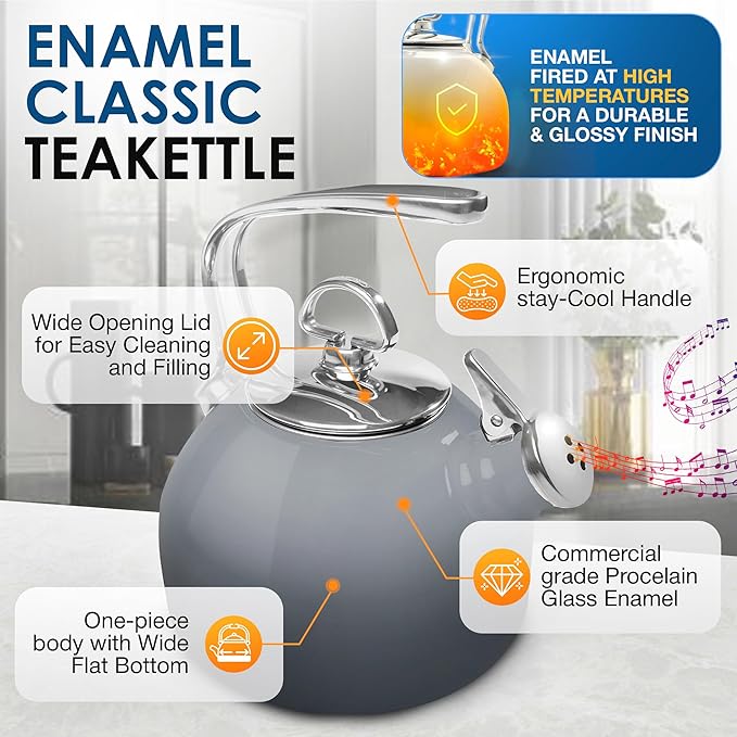 Chantal Enamel On Steel Classic Teakettle (Fade Grey)