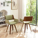 Load image into Gallery viewer, LUNLING Swivel Accent Faux Leather Dining Chairs Set of 2 Mid Century Modern Chairs with Wooden Legs/Armrest/Upholstered Seat/Adjustable Foots for Kitchen Dining Room Desk Chairs Beige